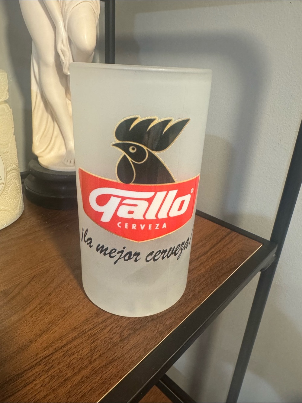 Gallo Cerveza Frosted Glass Tumbler Mug - Red, Black